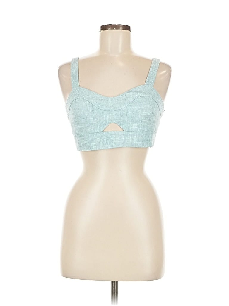 Pre-owned Cider Tank Top Teal Strapless Neckline Tops In Blue