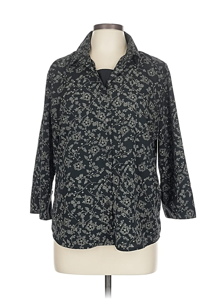 Pre-owned Impressions 3/4 Sleeve Button Down Shirt In Gray