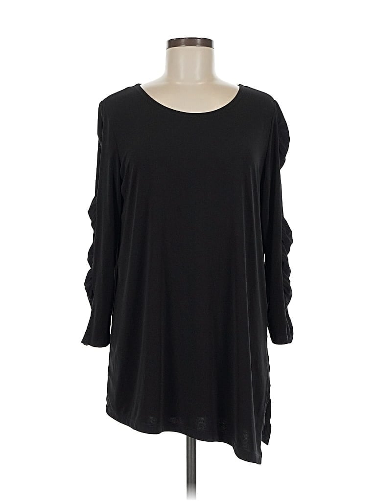 Pre-owned Clara Sun Woo 3/4 Sleeve Top Black Cold Shoulder Neckline Tops