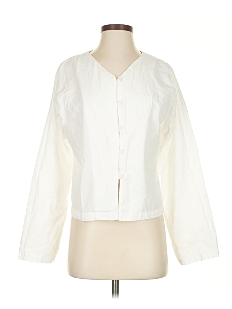 Pre-owned Commense 3/4 Sleeve Blouse In White