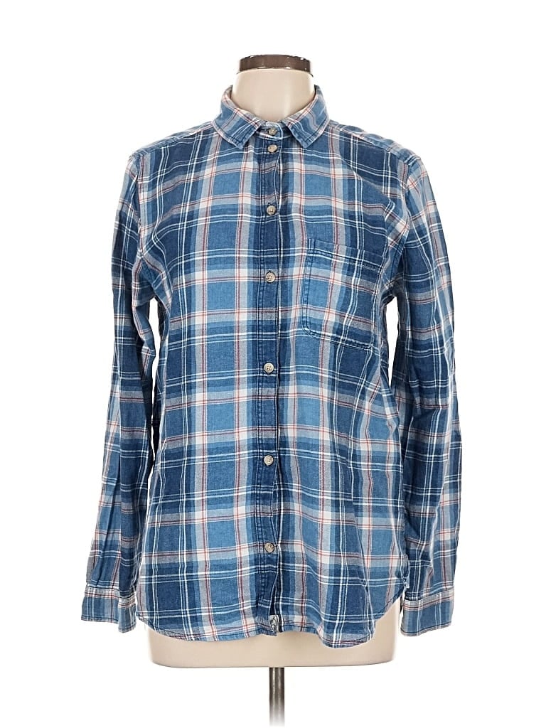 Pre-owned American Eagle Outfitters Long Sleeve Button Down Shirt In Blue