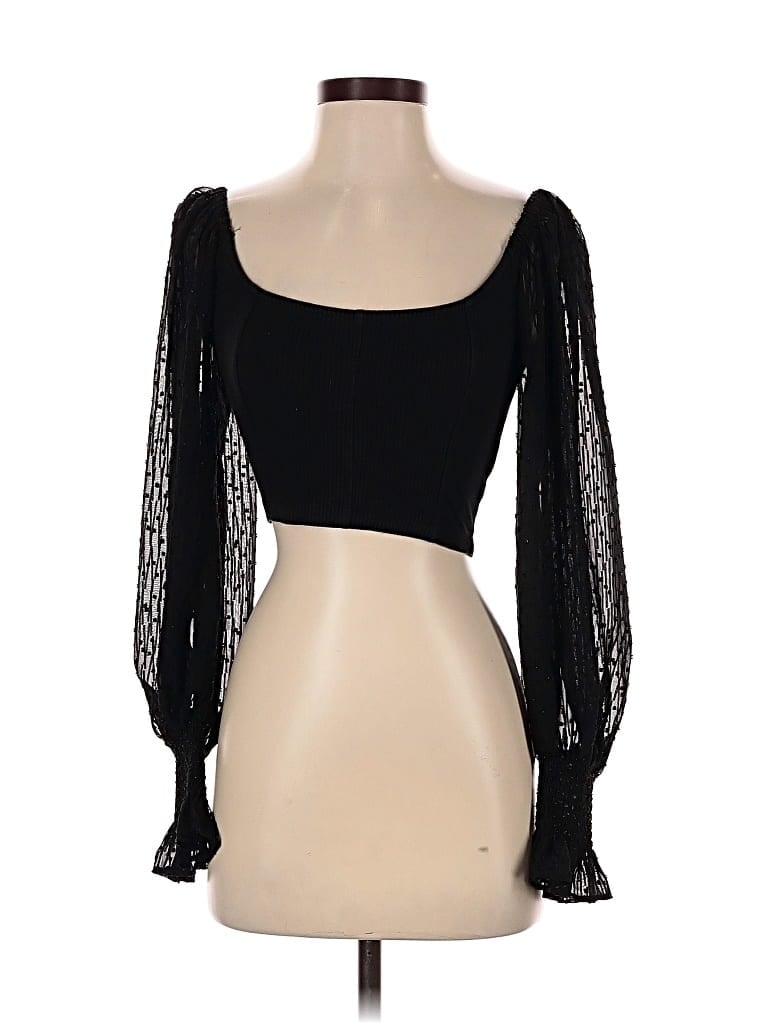 Pre-owned Urban Outfitters Long Sleeve Top Black Sweetheart Neckline Tops