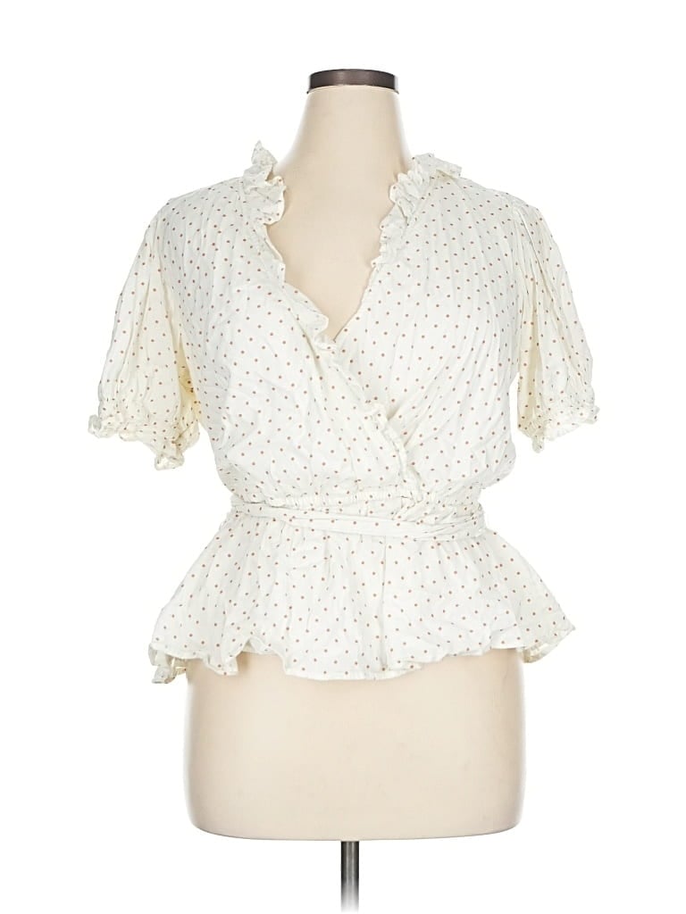 Pre-owned Lc Lauren Conrad Short Sleeve Blouse In White