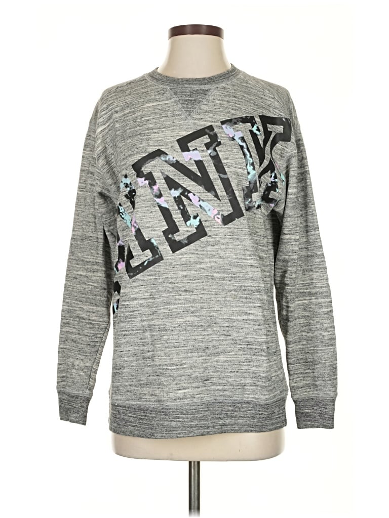 Pre-owned Victoria's Secret Pink Long Sleeve T-shirt In Gray