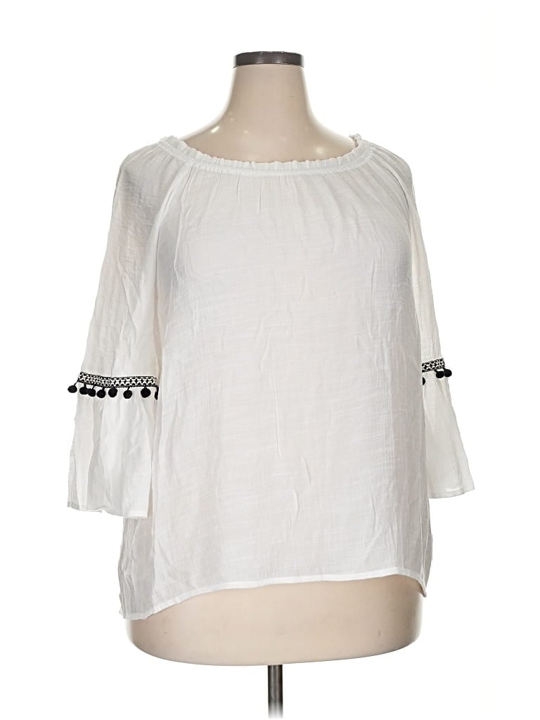 Pre-owned Apt. 9 3/4 Sleeve Blouse In White