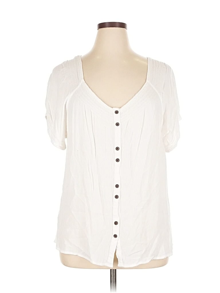 Pre-owned Croft & Barrow Short Sleeve Blouse In White