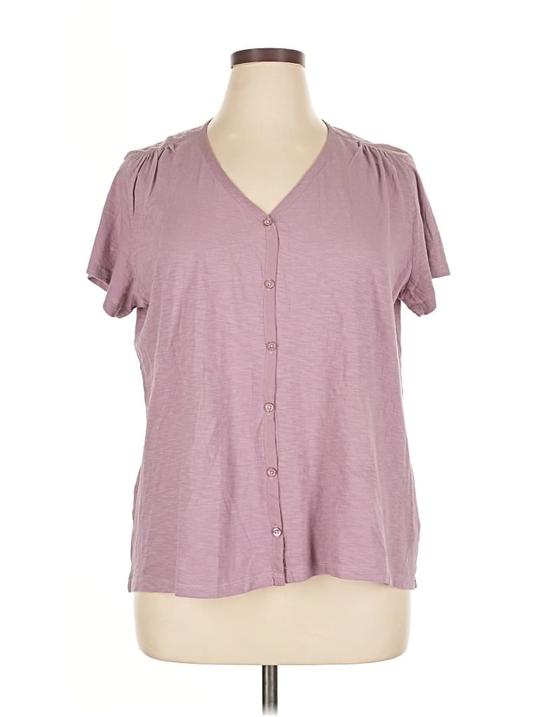 Pre-owned Orvis Short Sleeve Blouse In Purple