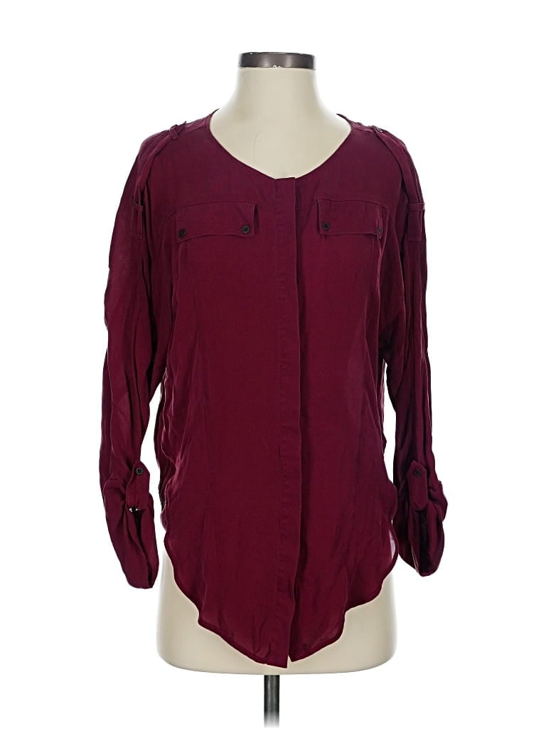 Pre-owned Cynthia Steffe Long Sleeve Blouse In Burgundy