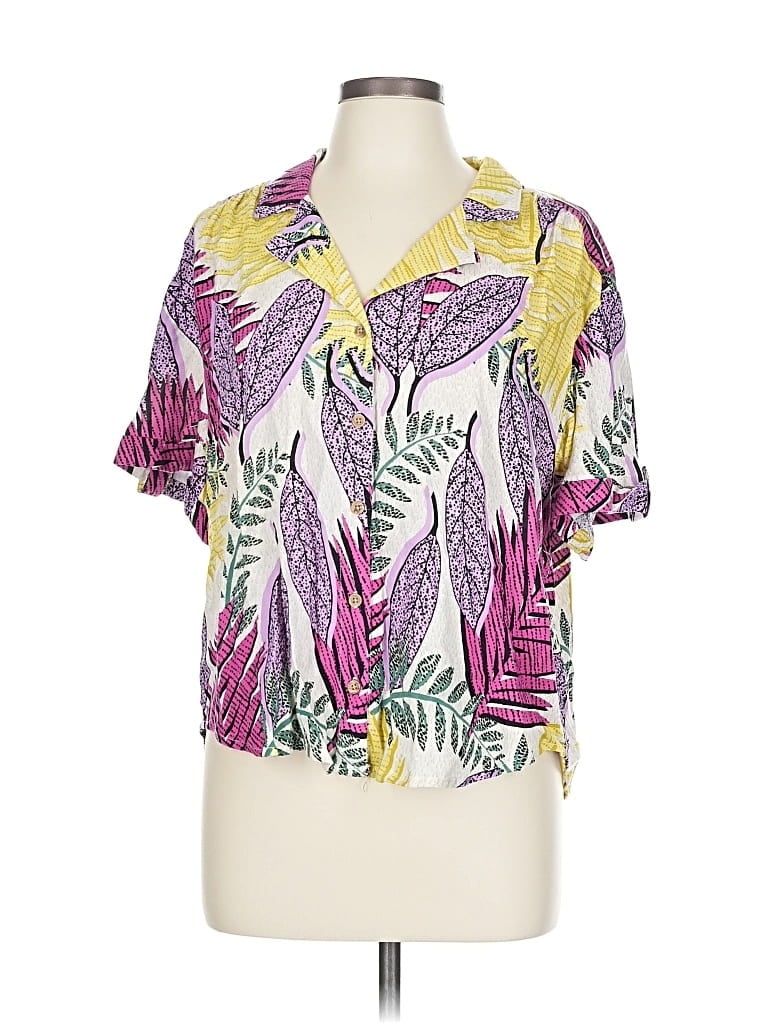 Pre-owned Jane And Delancey Short Sleeve Blouse In Purple