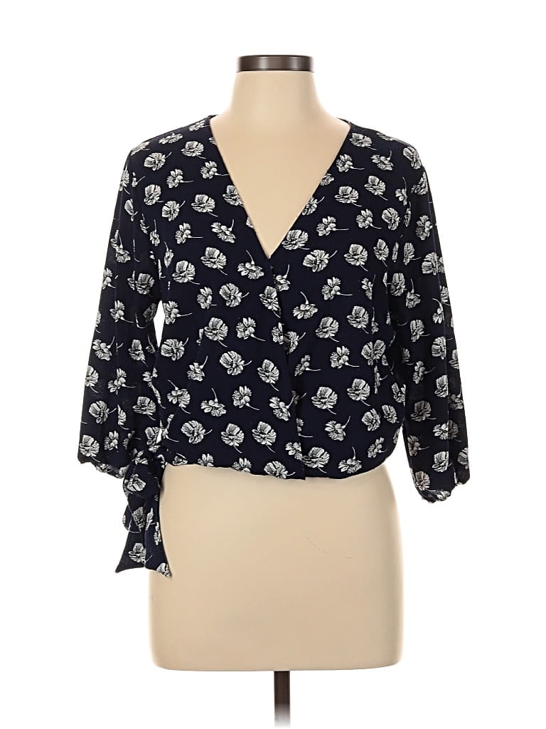 Pre-owned Veronica M 3/4 Sleeve Blouse In Blue