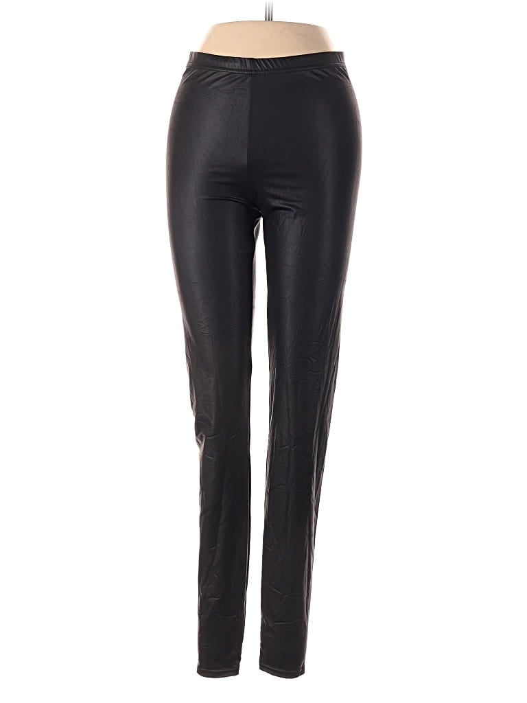 Pre-owned Topshop Faux Leather Pants In Black