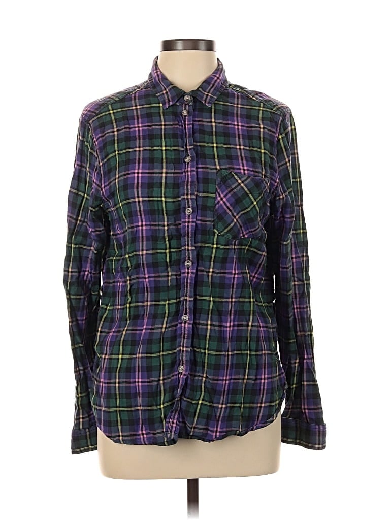 Pre-owned American Eagle Outfitters Long Sleeve Button Down Shirt In Purple