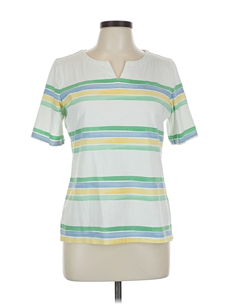 Pre-owned Talbots Short Sleeve Henley Shirt In White