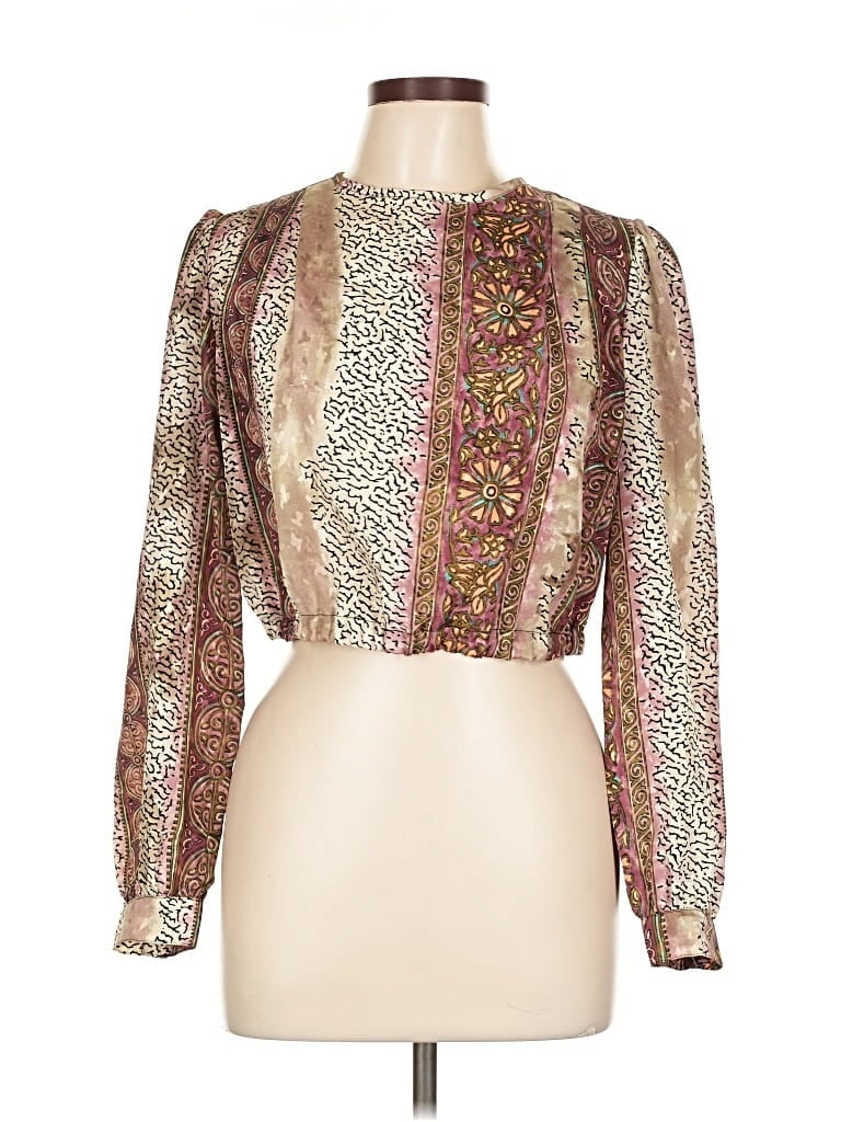 Pre-owned Nicola Long Sleeve Blouse In Gold