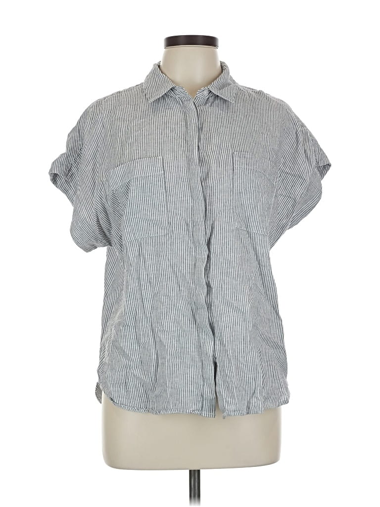 Pre-owned Caslon Short Sleeve Blouse In Gray