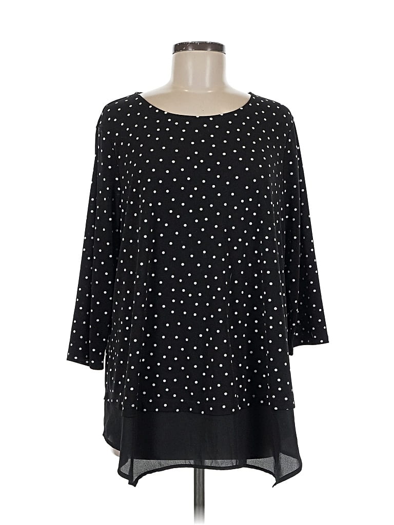 Pre-owned Adrianna Papell 3/4 Sleeve Blouse In Black