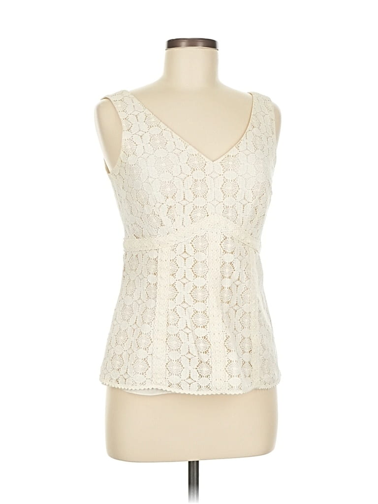 Pre-owned Ann Taylor Sleeveless Blouse In White