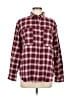 SO 100% Cotton Plaid Burgundy Long Sleeve Button-Down Shirt Size M - photo 1