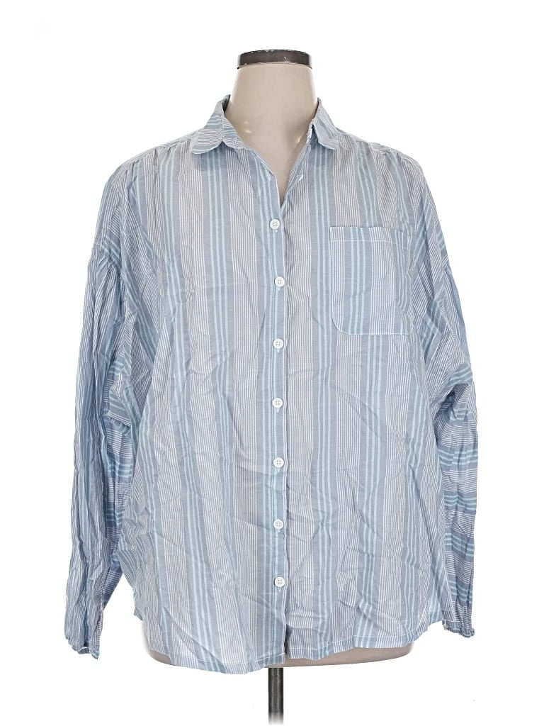 Bdg Long Sleeve Button Down Shirt In Blue