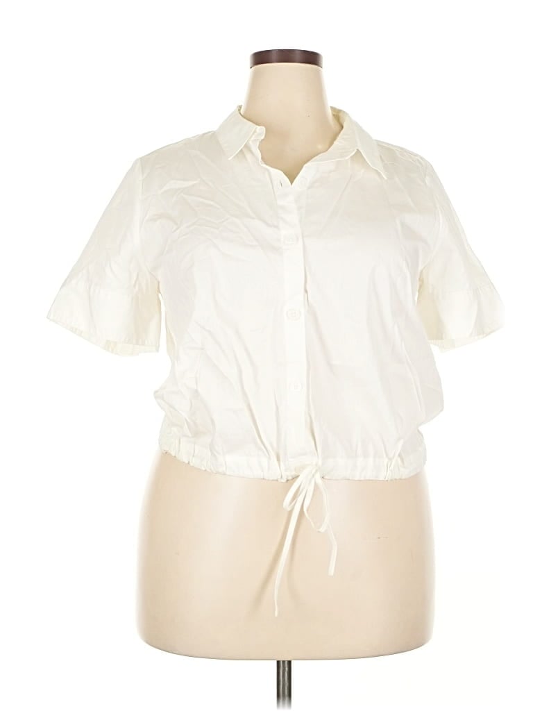 Pre-owned Simply Vera Vera Wang Short Sleeve Blouse In White