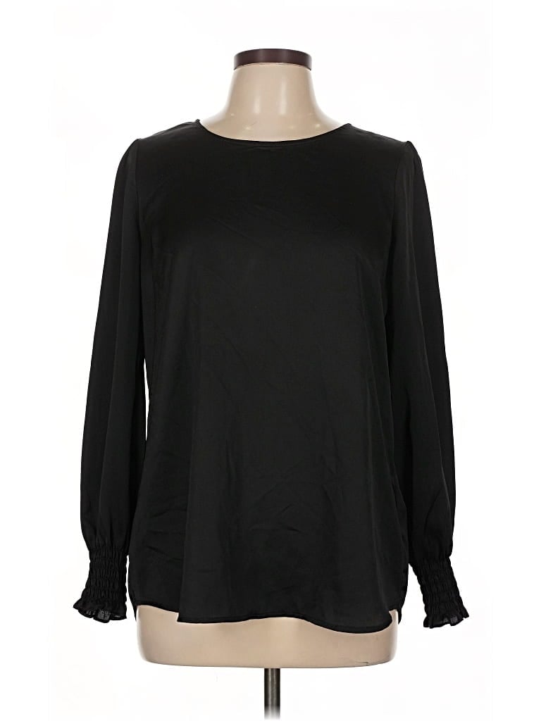 Pre-owned Adrianna Papell Long Sleeve Blouse In Black