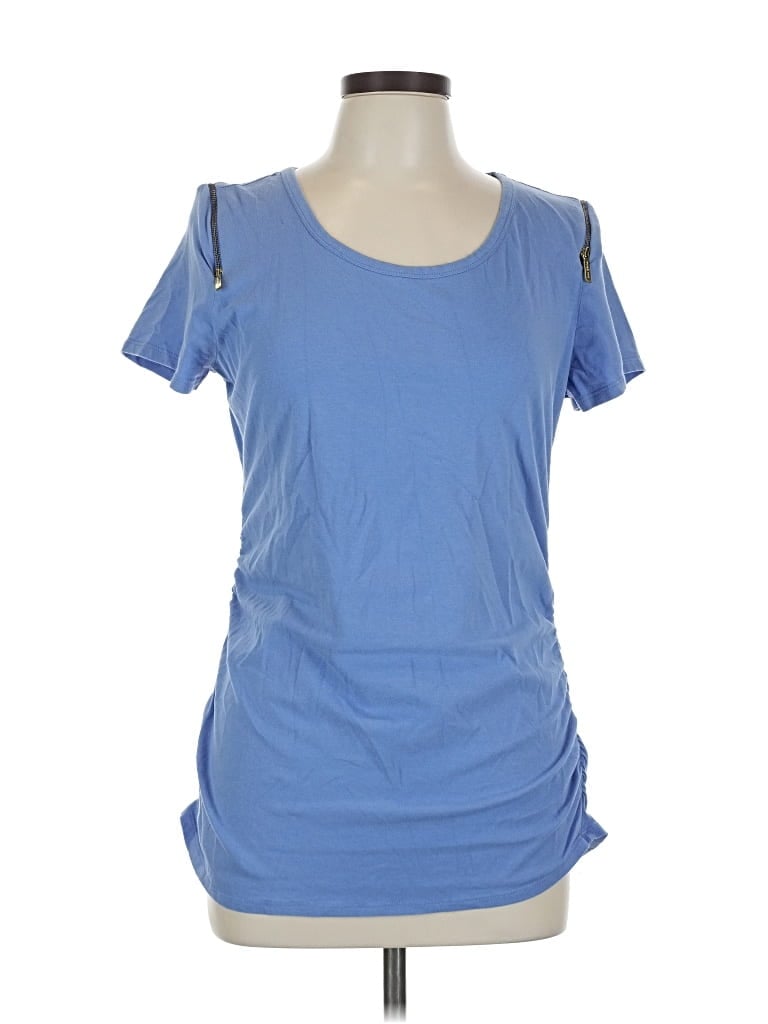 Pre-owned Michael Michael Kors Short Sleeve Top Blue Scoop Neck Tops