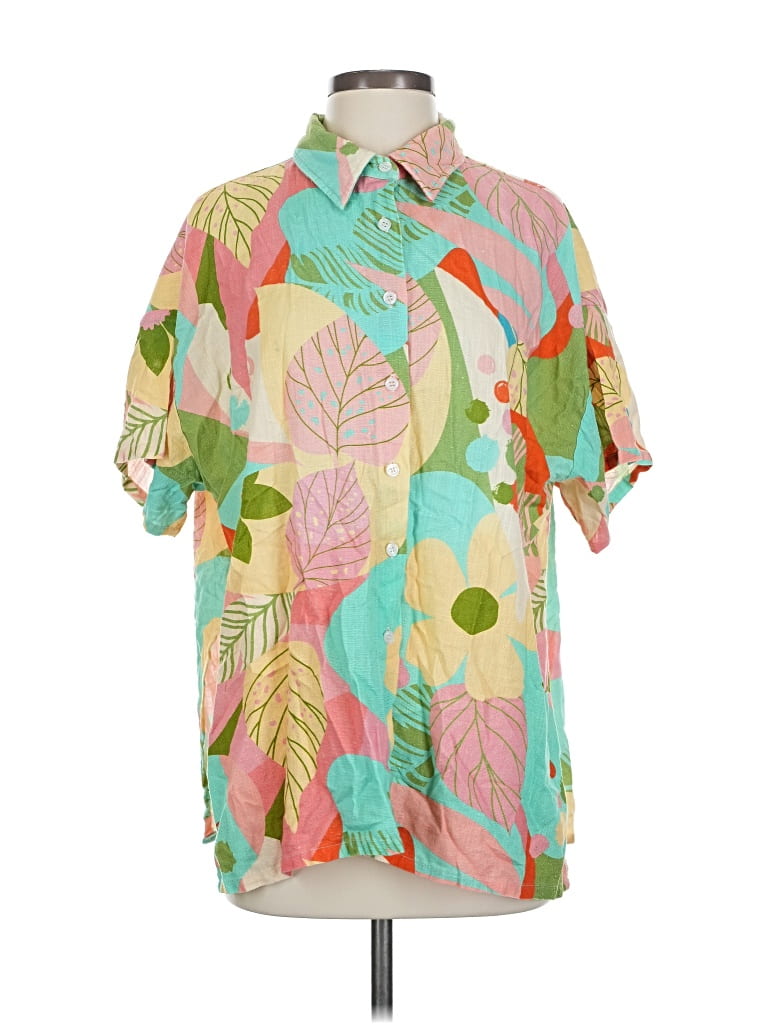 Pre-owned Jacquie The Label Short Sleeve Blouse In Green