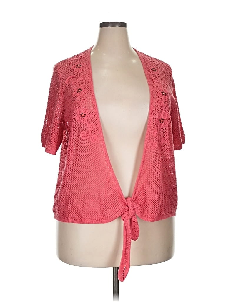 Pre-owned Alfred Dunner Cardigan Sweater In Pink