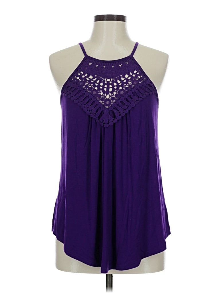Pre-owned Fashion Tank Top Purple Halter Neckline Tops
