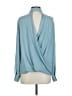 BCBGMAXAZRIA 100% Polyester Solid Teal Long Sleeve Blouse Size S - photo 2
