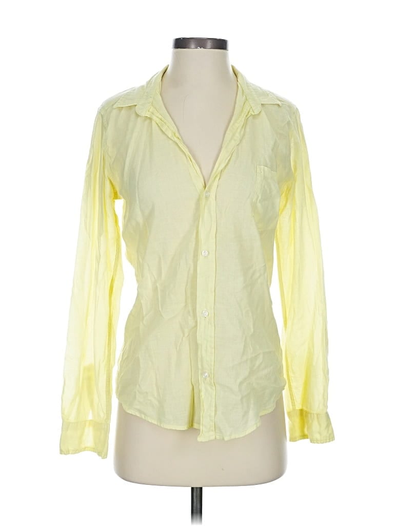 Pre-owned Frank & Eileen Long Sleeve Blouse In Yellow