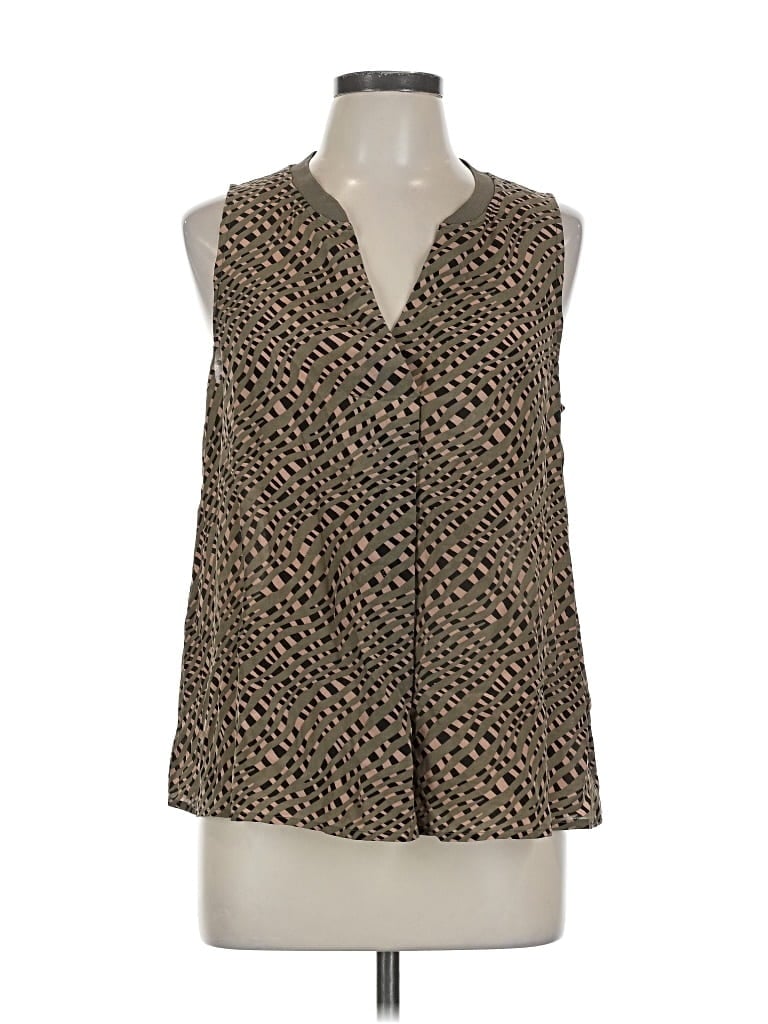 Pre-owned Monoprix Femme Tank Top Brown Plunge Neckline Tops