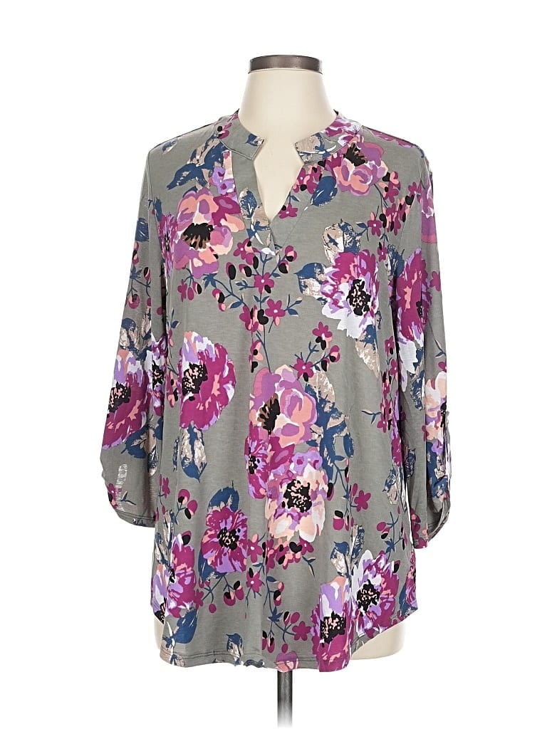 Pre-owned Dear Scarlett 3/4 Sleeve Blouse In Gray