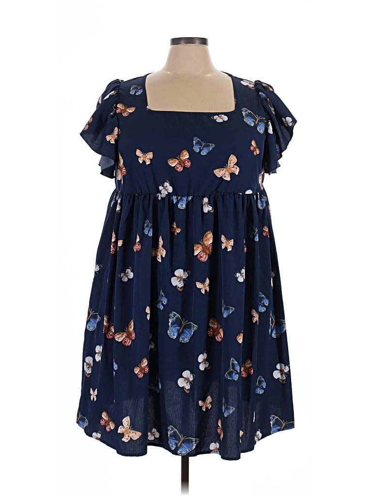 Pre-owned Shein Curve Casual Dress In Blue