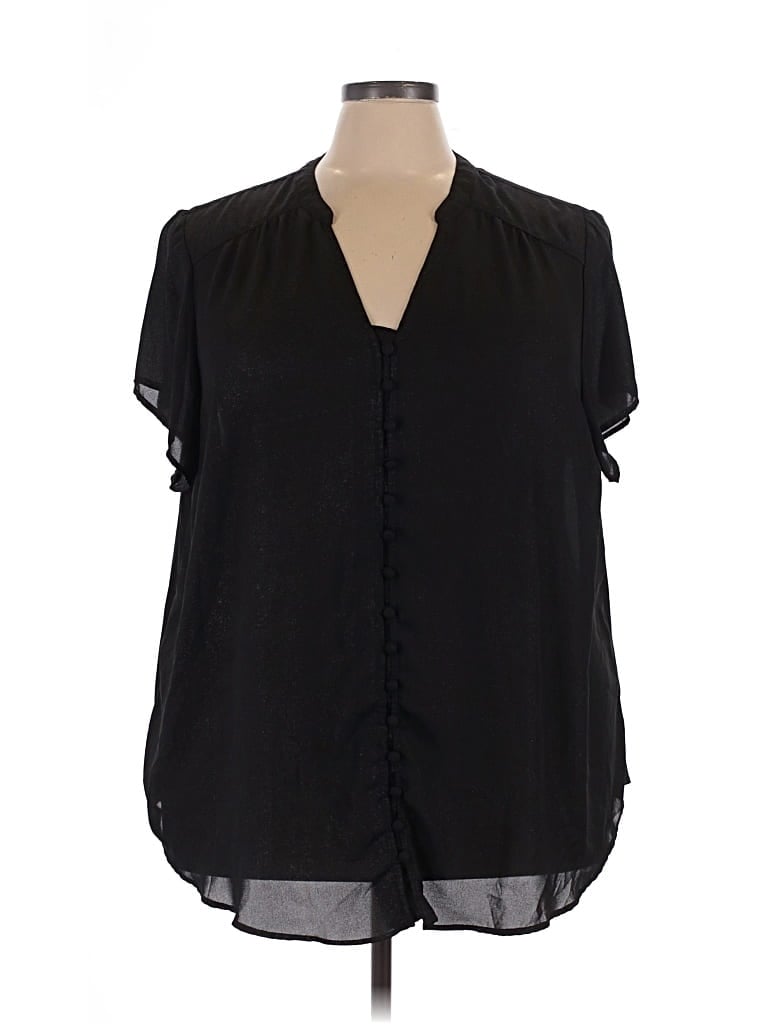 Pre-owned Torrid Short Sleeve Blouse In Black