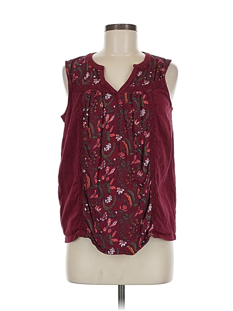 Pre-owned St. John's Bay Sleeveless T-shirt In Burgundy