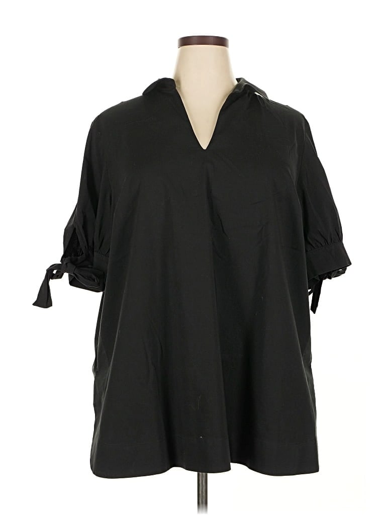 Pre-owned Foxcroft 3/4 Sleeve Button Down Shirt In Black