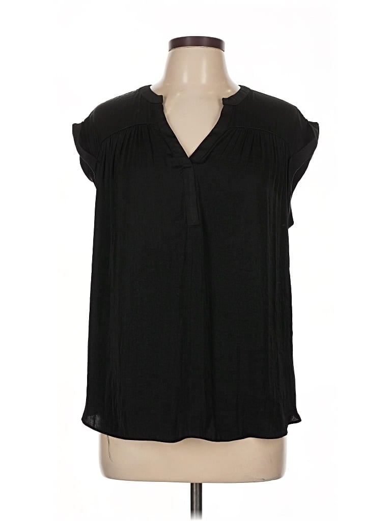 Pre-owned Rachel Rachel Roy Short Sleeve Blouse In Black