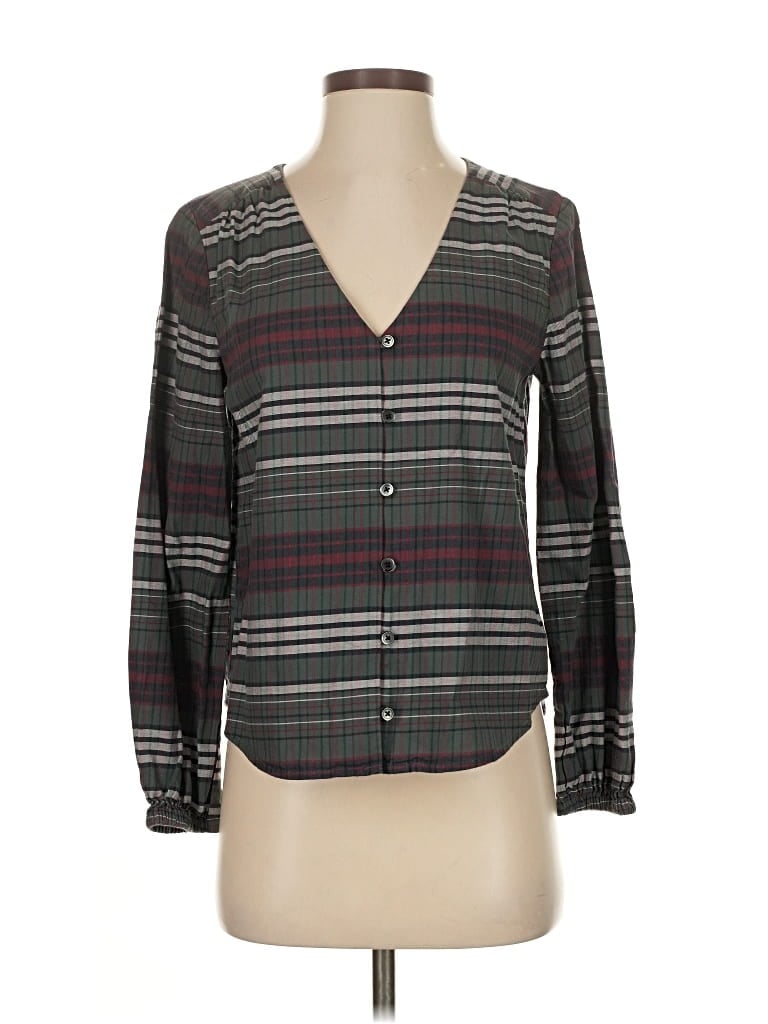 Pre-owned Madewell Long Sleeve Blouse In Green