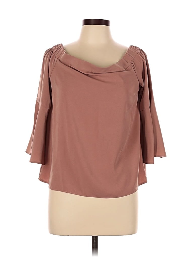Dynamite 3/4 Sleeve Top Pink Off The Shoulder Neckline Tops In Brown