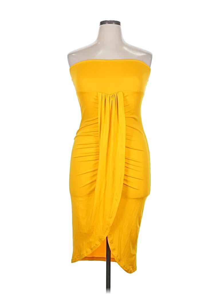 Pre-owned Shein Curve Cocktail Dress In Yellow