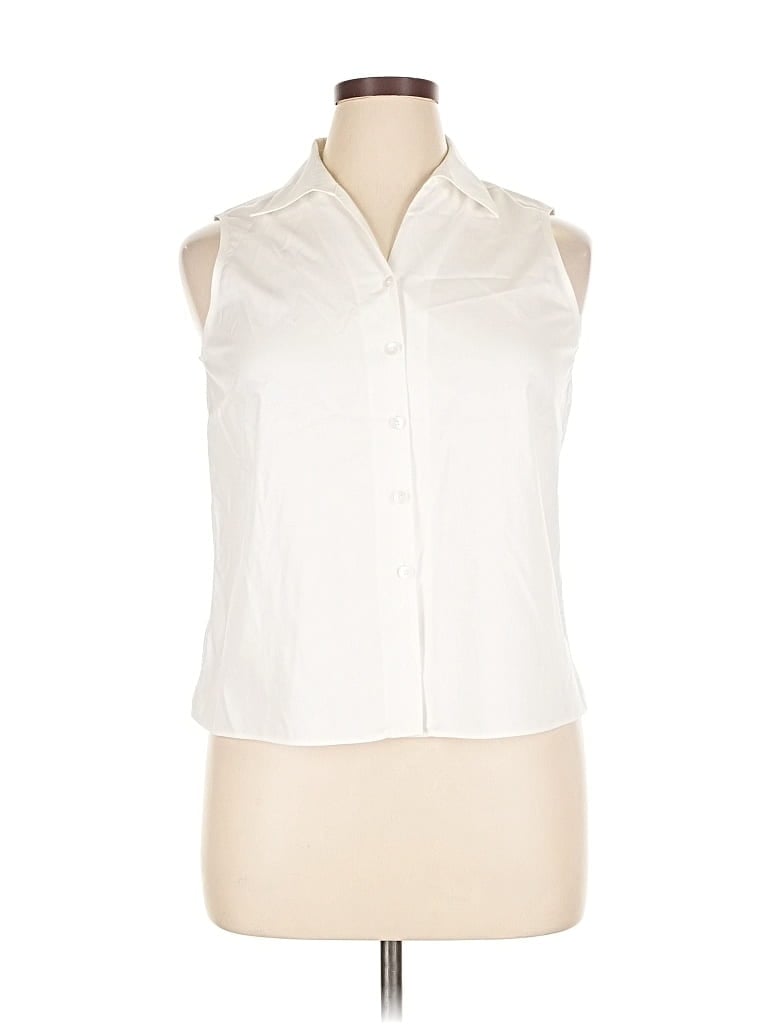 Pre-owned Talbots Sleeveless Button Down Shirt In White