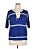 DemyLee Blue Short Sleeve Blouse Size XL (estimated) - photo 1