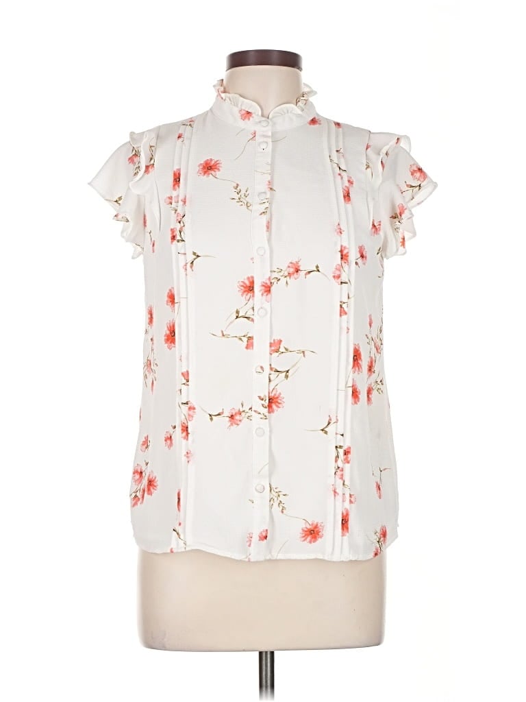 Pre-owned Cece Sleeveless Blouse In White