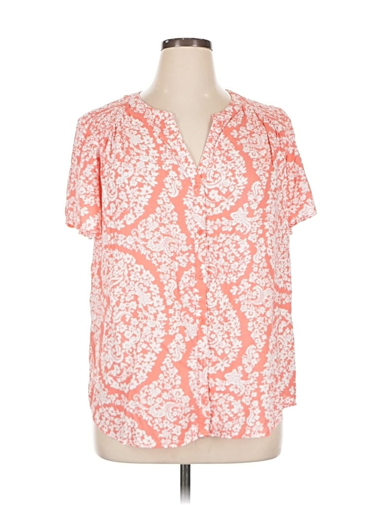 Pre-owned Croft & Barrow Short Sleeve Blouse In Orange
