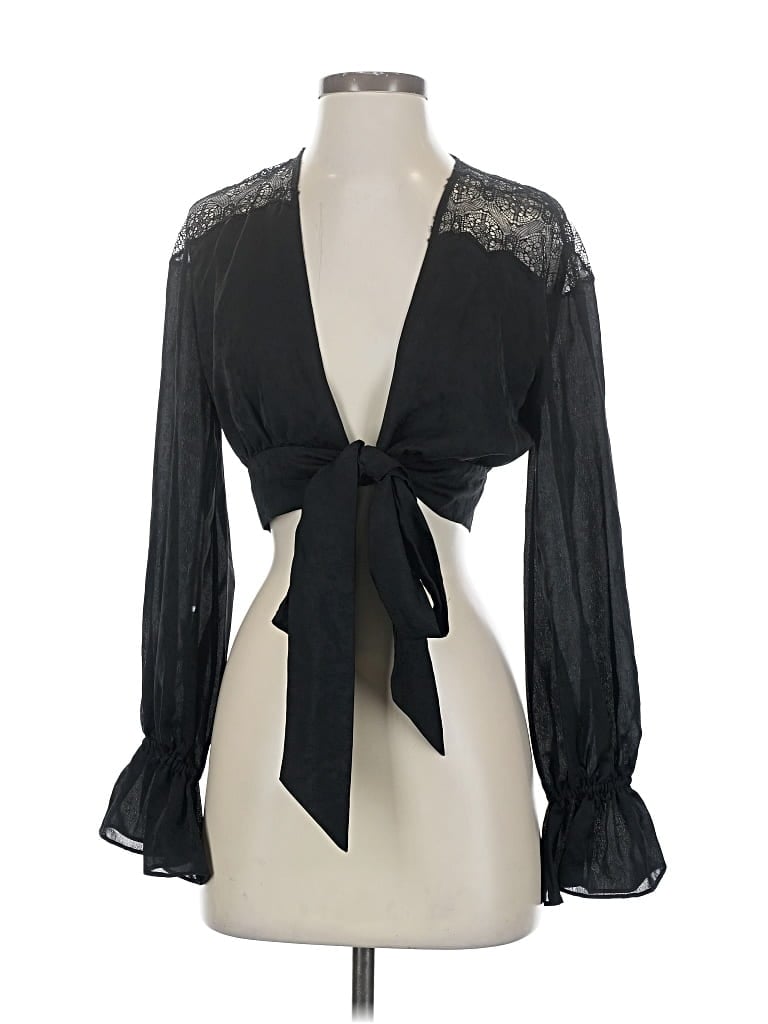 Pre-owned Simkhai Long Sleeve Blouse In Black