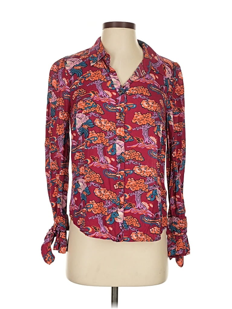 Pre-owned Maeve By Anthropologie Long Sleeve Blouse In Red