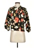 Warm 100% Cotton Floral Black 3/4 Sleeve Blouse Size 0 (1) - photo 1