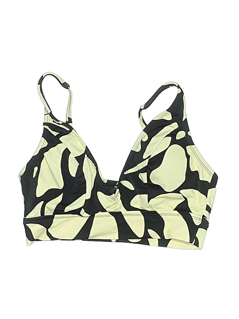Pre-owned Assorted Brands Swimsuit Top Ivory Camo Pattern Swimwear In White