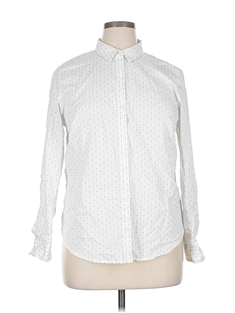 Pre-owned Apt. 9 Long Sleeve Button Down Shirt In White